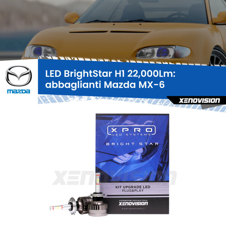 <strong>Kit LED abbaglianti per Mazda MX-6</strong>  1992-1997. </strong>Due lampade Canbus H1 Brightstar da 22,000 Lumen. Qualità Massima.