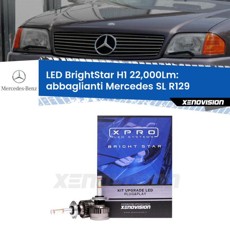 <strong>Kit LED abbaglianti per Mercedes SL</strong> R129 con fari Xenon. </strong>Due lampade Canbus H1 Brightstar da 22,000 Lumen. Qualità Massima.
