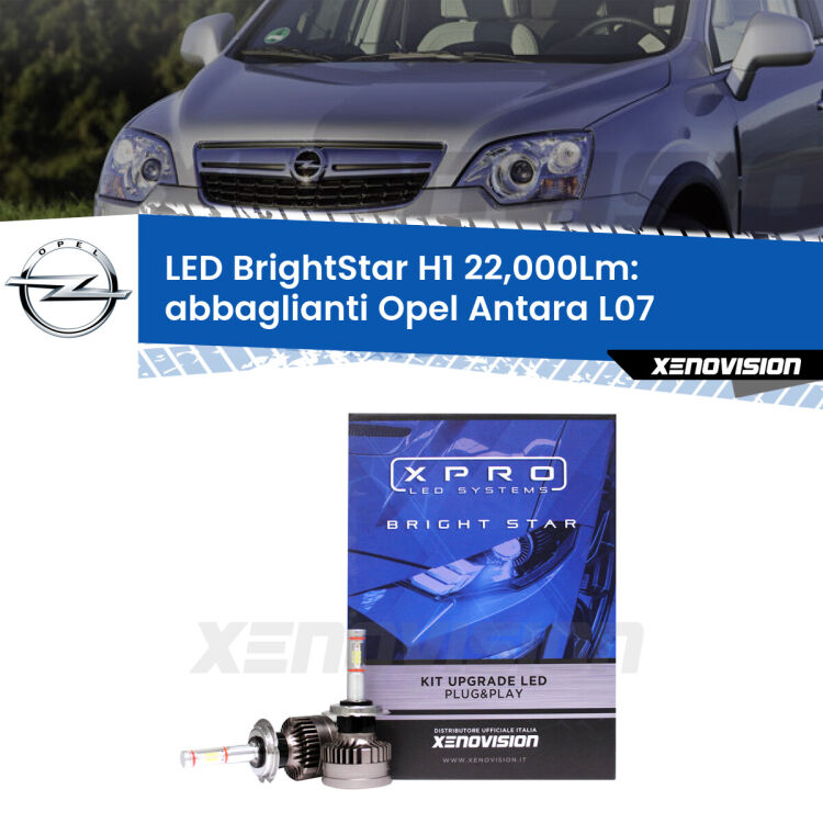 <strong>Kit LED abbaglianti per Opel Antara</strong> L07 2006-2015. </strong>Due lampade Canbus H1 Brightstar da 22,000 Lumen. Qualità Massima.