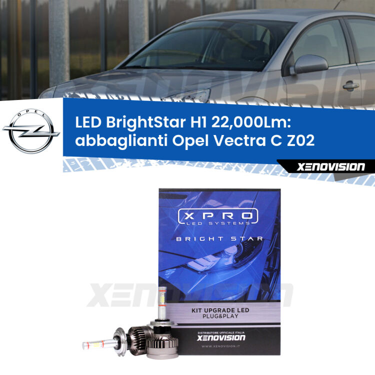 Abbaglianti LED H1 22,000Lm per Opel Vectra C Z02 2006 -2010 <strong>Kit LED abbaglianti per Opel Vectra C</strong> Z02 2006 -2010. </strong>Due lampade Canbus H1 Brightstar da 22,000 Lumen. Qualità Massima.
