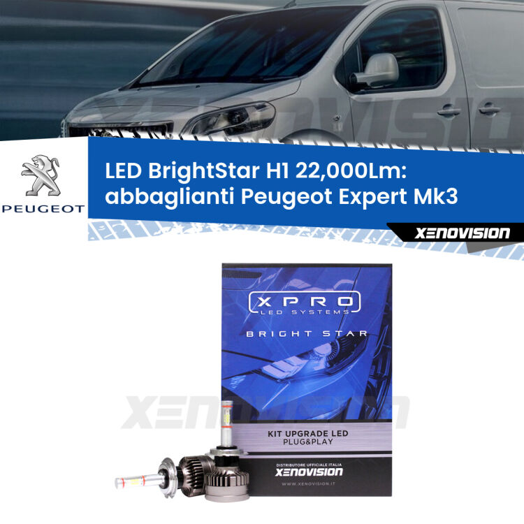 <strong>Kit LED abbaglianti per Peugeot Expert</strong> Mk3 2016in poi. </strong>Due lampade Canbus H1 Brightstar da 22,000 Lumen. Qualità Massima.