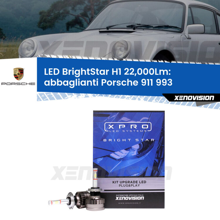 Abbaglianti LED H1 22,000Lm per Porsche 911 993 1993 -1997 <strong>Kit LED abbaglianti per Porsche 911</strong> 993 1993 -1997. </strong>Due lampade Canbus H1 Brightstar da 22,000 Lumen. Qualità Massima.