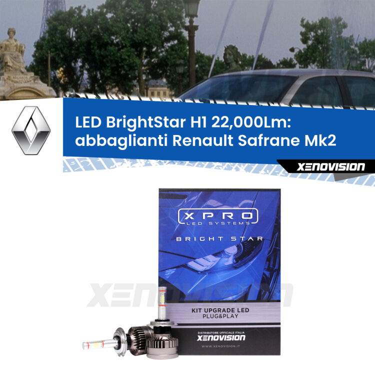 <strong>Kit LED abbaglianti per Renault Safrane</strong> Mk2 1996-2000. </strong>Due lampade Canbus H1 Brightstar da 22,000 Lumen. Qualità Massima.