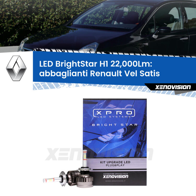 <strong>Kit LED abbaglianti per Renault Vel Satis</strong>  2005-2010. </strong>Due lampade Canbus H1 Brightstar da 22,000 Lumen. Qualità Massima.