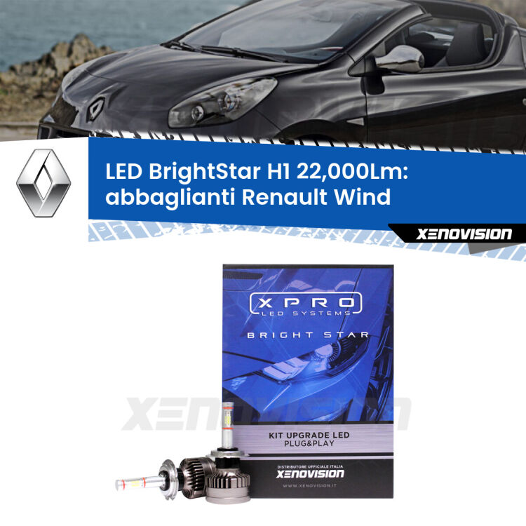 <strong>Kit LED abbaglianti per Renault Wind</strong>  2010-2013. </strong>Due lampade Canbus H1 Brightstar da 22,000 Lumen. Qualità Massima.