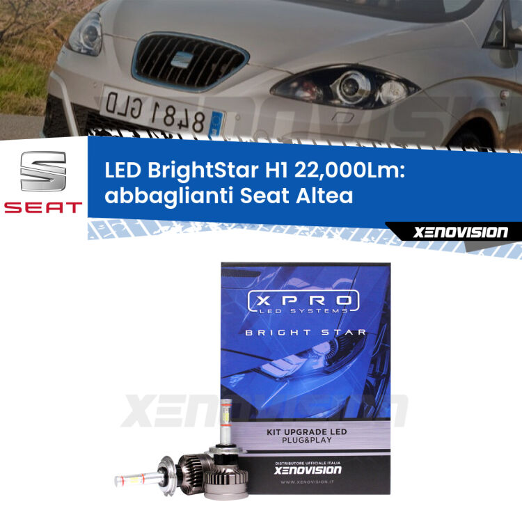 <strong>Kit LED abbaglianti per Seat Altea</strong>  2004-2010. </strong>Due lampade Canbus H1 Brightstar da 22,000 Lumen. Qualità Massima.