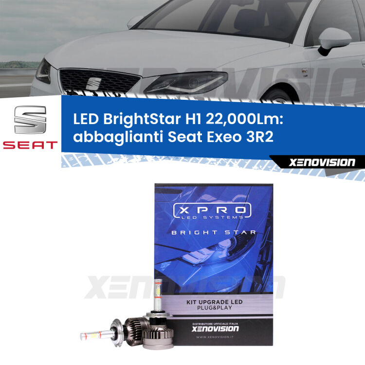 <strong>Kit LED abbaglianti per Seat Exeo</strong> 3R2 2008-2013. </strong>Due lampade Canbus H1 Brightstar da 22,000 Lumen. Qualità Massima.