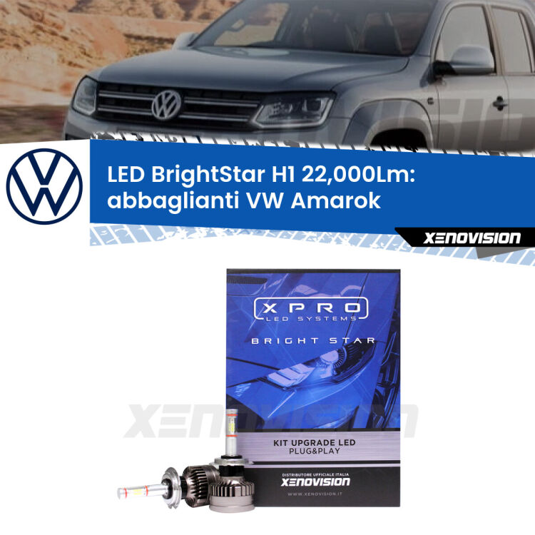 <strong>Kit LED abbaglianti per VW Amarok</strong>  2010-2016. </strong>Due lampade Canbus H1 Brightstar da 22,000 Lumen. Qualità Massima.