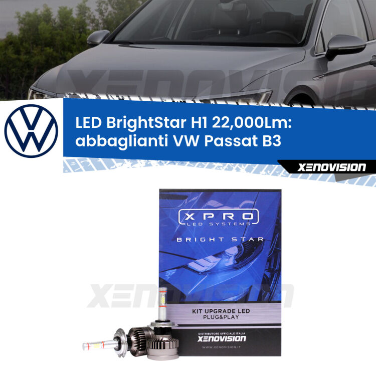 <strong>Kit LED abbaglianti per VW Passat</strong> B3 a parabola doppia. </strong>Due lampade Canbus H1 Brightstar da 22,000 Lumen. Qualità Massima.