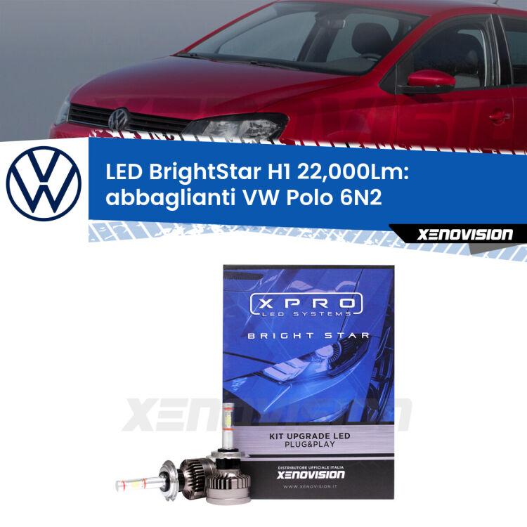 <strong>Kit LED abbaglianti per VW Polo</strong> 6N2 1999-2001. </strong>Due lampade Canbus H1 Brightstar da 22,000 Lumen. Qualità Massima.