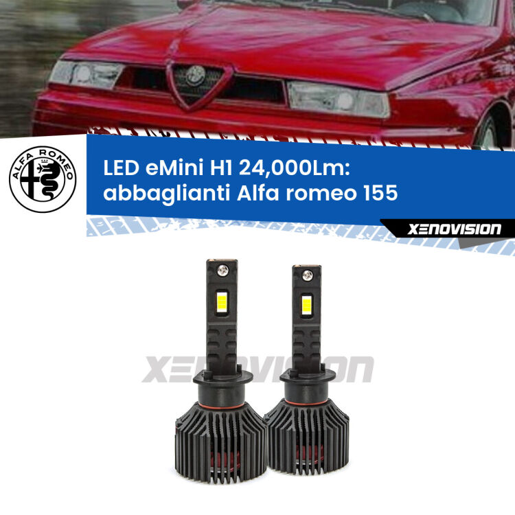 <strong>Kit abbaglianti LED specifico per Alfa romeo 155</strong>  1992-1997. Lampade <strong>H1</strong> Canbus e compatte 24.000Lumen Eagle Mini Xenovision.