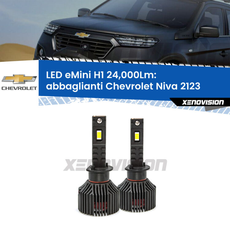 <strong>Kit abbaglianti LED specifico per Chevrolet Niva</strong> 2123 2002-2009. Lampade <strong>H1</strong> Canbus e compatte 24.000Lumen Eagle Mini Xenovision.