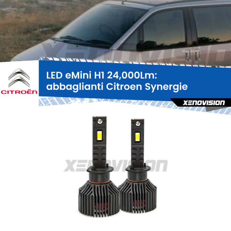 <strong>Kit abbaglianti LED specifico per Citroen Synergie</strong>  1994-2002. Lampade <strong>H1</strong> Canbus e compatte 24.000Lumen Eagle Mini Xenovision.