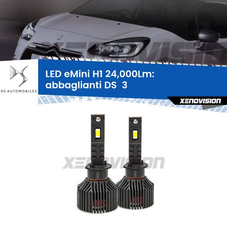 <strong>Kit abbaglianti LED specifico per DS  3</strong>  2015in poi. Lampade <strong>H1</strong> Canbus e compatte 24.000Lumen Eagle Mini Xenovision.