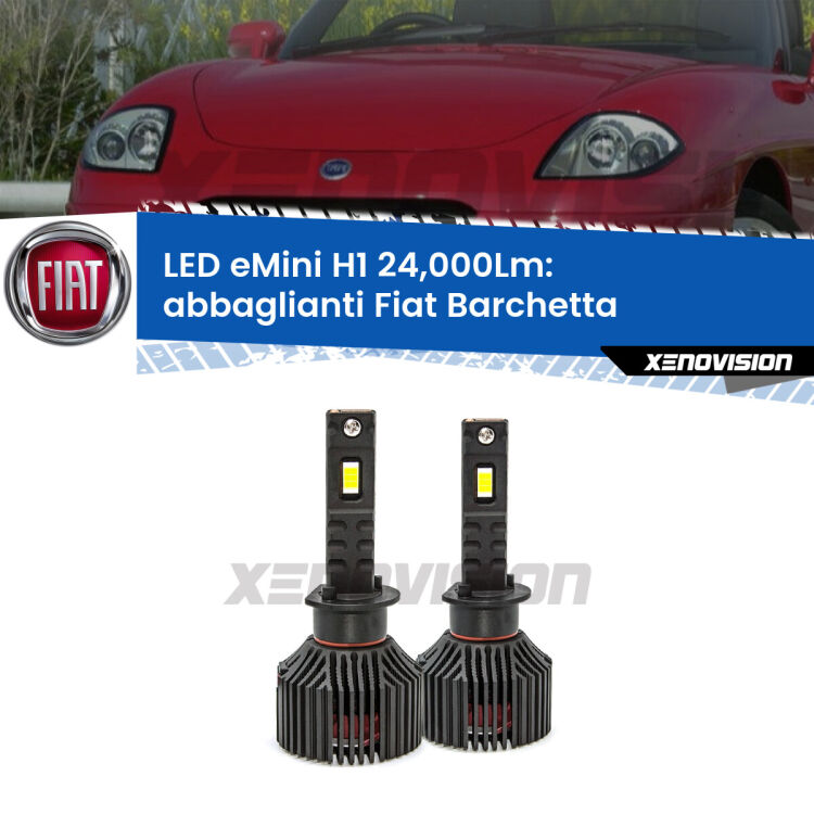 <strong>Kit abbaglianti LED specifico per Fiat Barchetta</strong>  1995-2005. Lampade <strong>H1</strong> Canbus e compatte 24.000Lumen Eagle Mini Xenovision.
