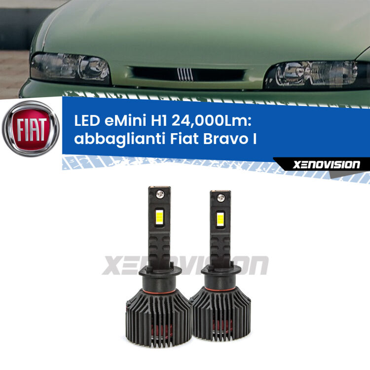 <strong>Kit abbaglianti LED specifico per Fiat Bravo I</strong>  1995-2001. Lampade <strong>H1</strong> Canbus e compatte 24.000Lumen Eagle Mini Xenovision.