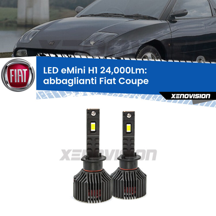 <strong>Kit abbaglianti LED specifico per Fiat Coupe</strong>  1993-2000. Lampade <strong>H1</strong> Canbus e compatte 24.000Lumen Eagle Mini Xenovision.