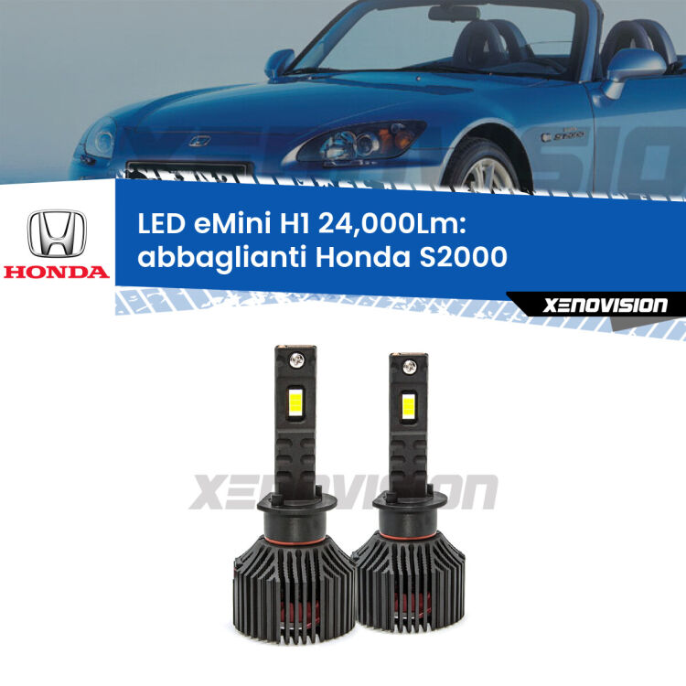 <strong>Kit abbaglianti LED specifico per Honda S2000</strong>  1999-2009. Lampade <strong>H1</strong> Canbus e compatte 24.000Lumen Eagle Mini Xenovision.