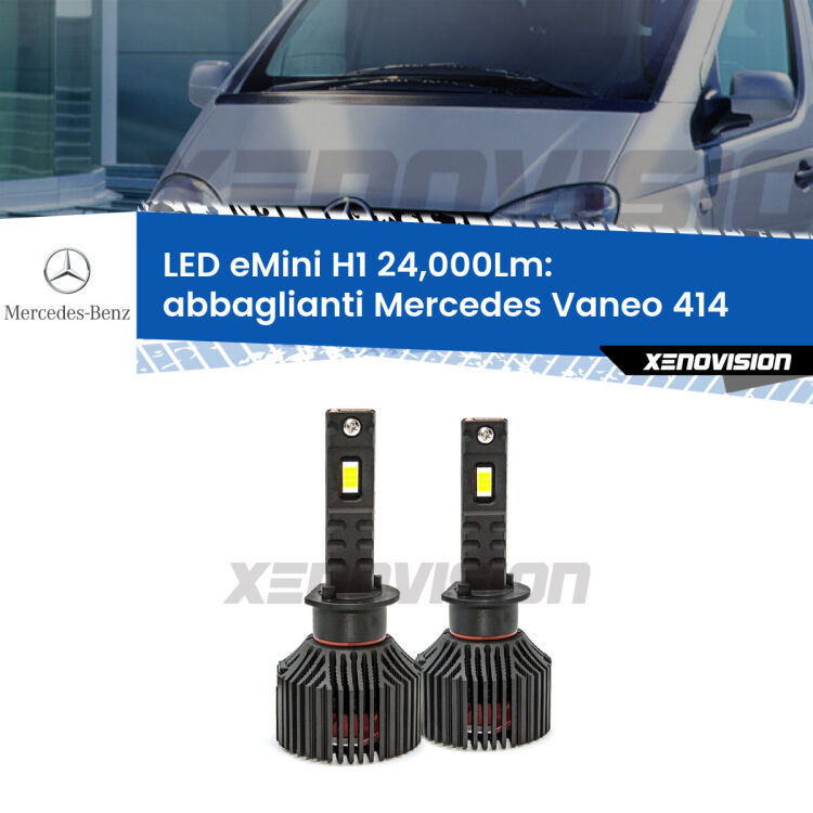 <strong>Kit abbaglianti LED specifico per Mercedes Vaneo</strong> 414 2002-2005. Lampade <strong>H1</strong> Canbus e compatte 24.000Lumen Eagle Mini Xenovision.