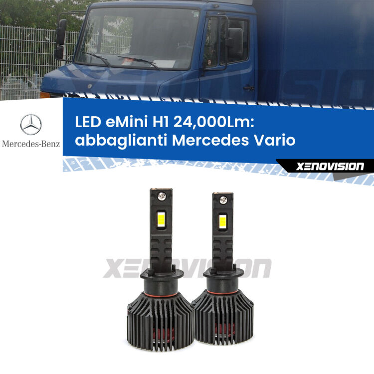 <strong>Kit abbaglianti LED specifico per Mercedes Vario</strong>  1996-2013. Lampade <strong>H1</strong> Canbus e compatte 24.000Lumen Eagle Mini Xenovision.