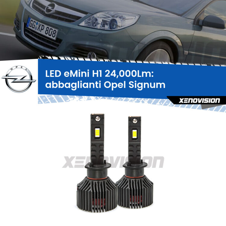 <strong>Kit abbaglianti LED specifico per Opel Signum</strong>  2006-2008. Lampade <strong>H1</strong> Canbus e compatte 24.000Lumen Eagle Mini Xenovision.