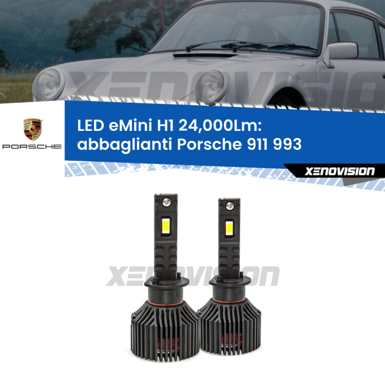<strong>Kit abbaglianti LED specifico per Porsche 911</strong> 993 1993-1997. Lampade <strong>H1</strong> Canbus e compatte 24.000Lumen Eagle Mini Xenovision.