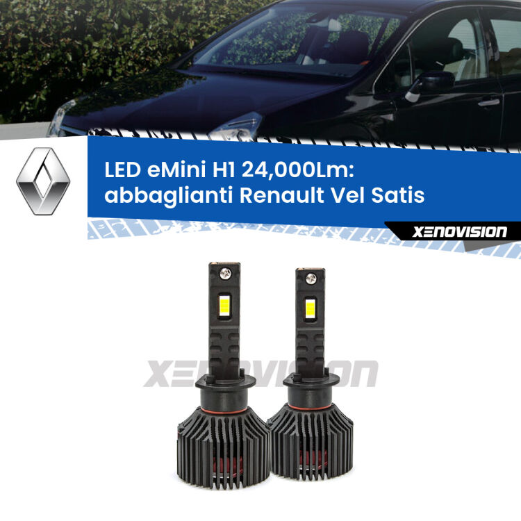 <strong>Kit abbaglianti LED specifico per Renault Vel Satis</strong>  2005-2010. Lampade <strong>H1</strong> Canbus e compatte 24.000Lumen Eagle Mini Xenovision.