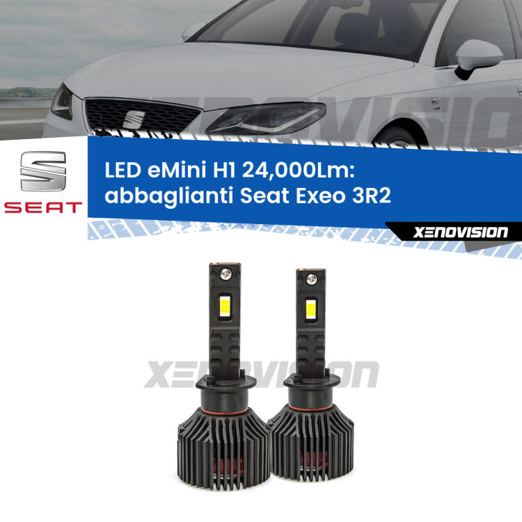 <strong>Kit abbaglianti LED specifico per Seat Exeo</strong> 3R2 2008-2013. Lampade <strong>H1</strong> Canbus e compatte 24.000Lumen Eagle Mini Xenovision.