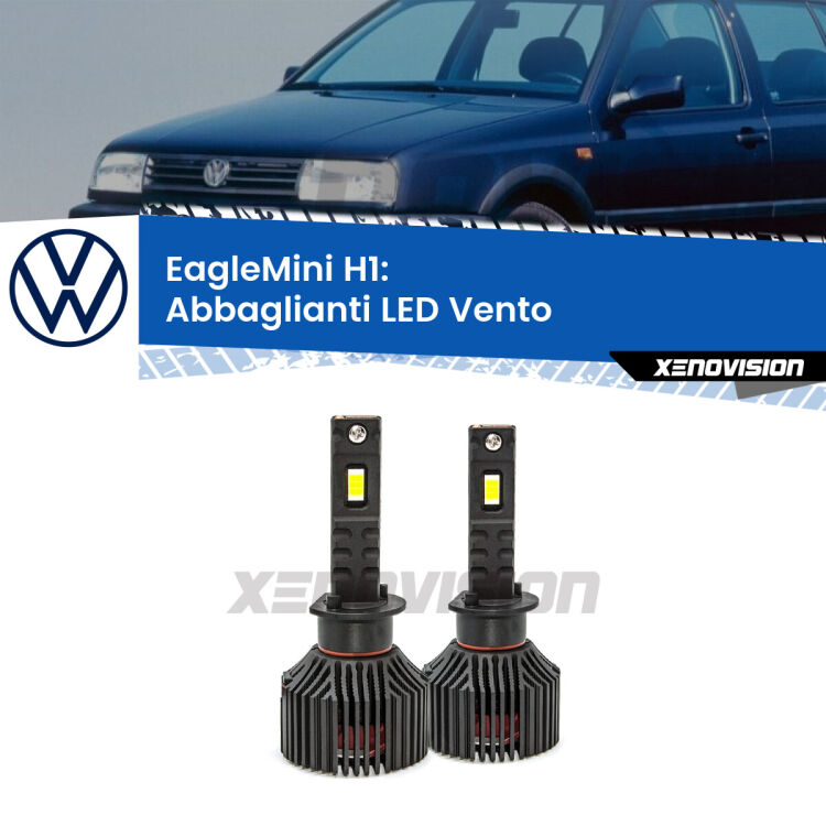 <strong>Kit abbaglianti LED specifico per VW Vento1</strong>  a parabola doppia. Lampade <strong>H1</strong> Canbus e compatte 24.000Lumen Eagle Mini Xenovision.
