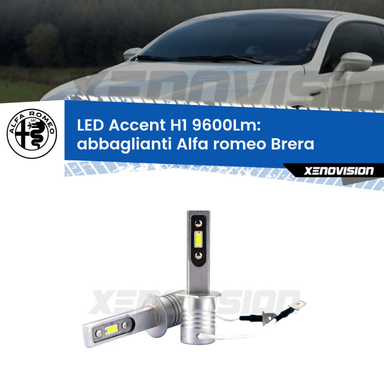<strong>Kit LED Abbaglianti per Alfa romeo Brera</strong>  con fari Bi-Xenon.</strong> Coppia lampade <strong>H1</strong> senza ventola e ultracompatte per installazioni in fari senza spazi.