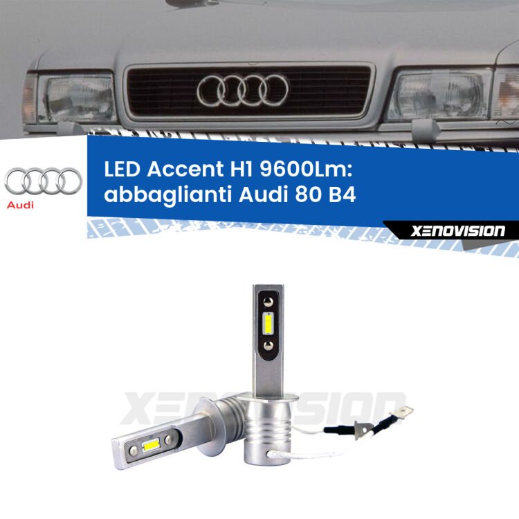 <strong>Kit LED Abbaglianti per Audi 80</strong> B4 a parabola doppia.</strong> Coppia lampade <strong>H1</strong> senza ventola e ultracompatte per installazioni in fari senza spazi.
