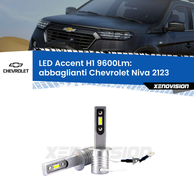Abbaglianti LED H1 9600Lm per Chevrolet Niva 2123 2002 -2009 <strong>Kit LED Abbaglianti per Chevrolet Niva</strong> 2123 2002 -2009.</strong> Coppia lampade <strong>H1</strong> senza ventola e ultracompatte per installazioni in fari senza spazi.