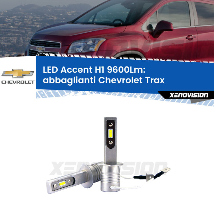 <strong>Kit LED Abbaglianti per Chevrolet Trax</strong>  2012in poi.</strong> Coppia lampade <strong>H1</strong> senza ventola e ultracompatte per installazioni in fari senza spazi.