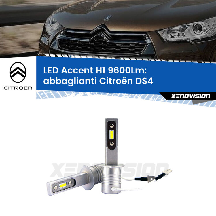 0 Abbaglianti LED H1 9600Lm per Citroën DS4 2011 -2015 <strong>Kit LED Abbaglianti per Citroën DS4</strong> 2011 -2015.</strong> Coppia lampade <strong>H1</strong> senza ventola e ultracompatte per installazioni in fari senza spazi.