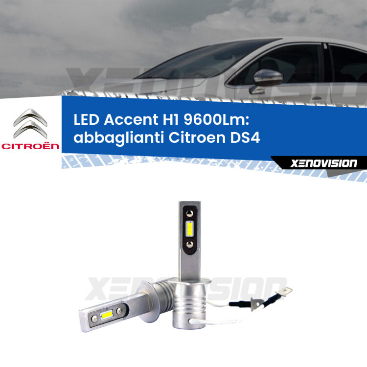 <strong>Kit LED Abbaglianti per Citroen DS4</strong>  2011-2015.</strong> Coppia lampade <strong>H1</strong> senza ventola e ultracompatte per installazioni in fari senza spazi.
