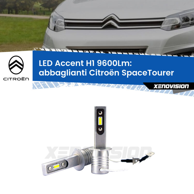Abbaglianti LED H1 9600Lm per Citroën SpaceTourer 2016 in poi <strong>Kit LED Abbaglianti per Citroën SpaceTourer</strong> 2016 in poi.</strong> Coppia lampade <strong>H1</strong> senza ventola e ultracompatte per installazioni in fari senza spazi.