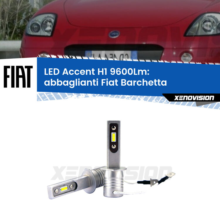Abbaglianti LED H1 9600Lm per Fiat Barchetta 1995 -2005 <strong>Kit LED Abbaglianti per Fiat Barchetta</strong> 1995 -2005.</strong> Coppia lampade <strong>H1</strong> senza ventola e ultracompatte per installazioni in fari senza spazi.