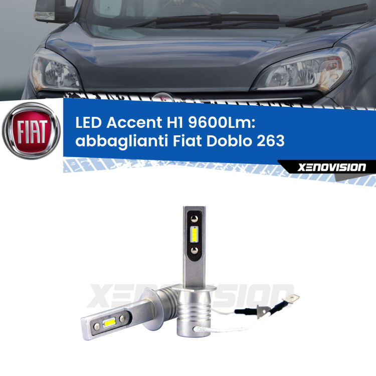 <strong>Kit LED Abbaglianti per Fiat Doblo</strong> 263 2010-2014.</strong> Coppia lampade <strong>H1</strong> senza ventola e ultracompatte per installazioni in fari senza spazi.