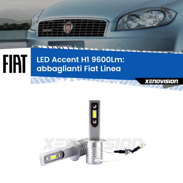 Abbaglianti LED H1 9600Lm per Fiat Linea 2007 -2018 <strong>Kit LED Abbaglianti per Fiat Linea</strong> 2007 -2018.</strong> Coppia lampade <strong>H1</strong> senza ventola e ultracompatte per installazioni in fari senza spazi.