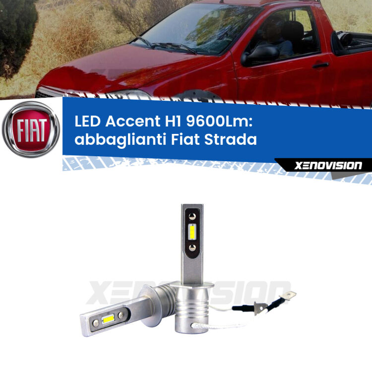 <strong>Kit LED Abbaglianti per Fiat Strada</strong>  a parabola doppia.</strong> Coppia lampade <strong>H1</strong> senza ventola e ultracompatte per installazioni in fari senza spazi.