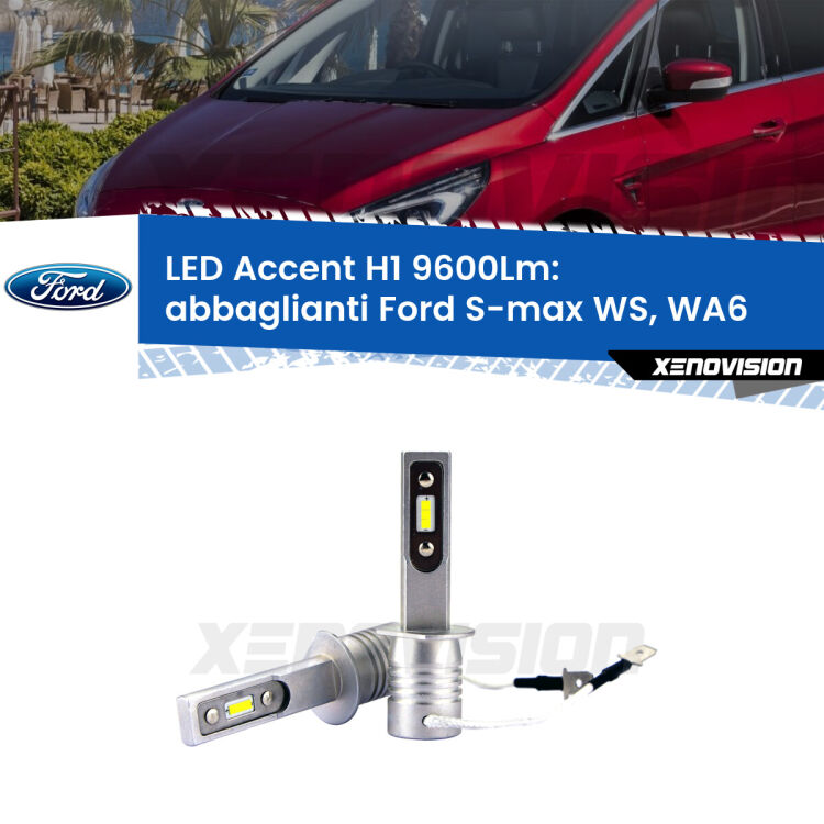 <strong>Kit LED Abbaglianti per Ford S-max</strong> WS, WA6 2006-2014.</strong> Coppia lampade <strong>H1</strong> senza ventola e ultracompatte per installazioni in fari senza spazi.