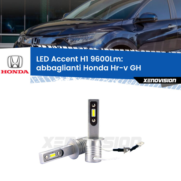 Abbaglianti LED H1 9600Lm per Honda Hr-v GH 1998 -2012 <strong>Kit LED Abbaglianti per Honda Hr-v</strong> GH 1998 -2012.</strong> Coppia lampade <strong>H1</strong> senza ventola e ultracompatte per installazioni in fari senza spazi.