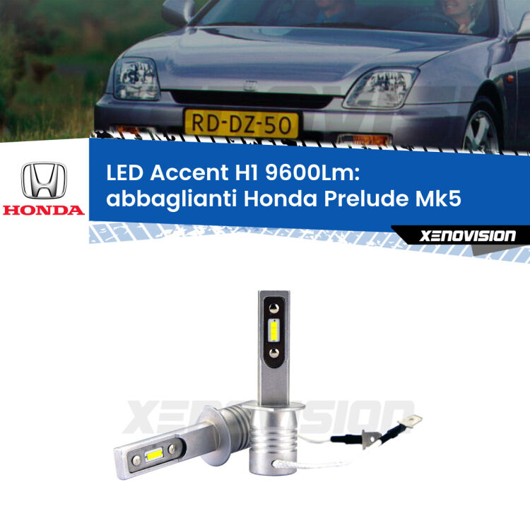Abbaglianti LED H1 9600Lm per Honda Prelude Mk5 1996 -2000 <strong>Kit LED Abbaglianti per Honda Prelude</strong> Mk5 1996 -2000.</strong> Coppia lampade <strong>H1</strong> senza ventola e ultracompatte per installazioni in fari senza spazi.