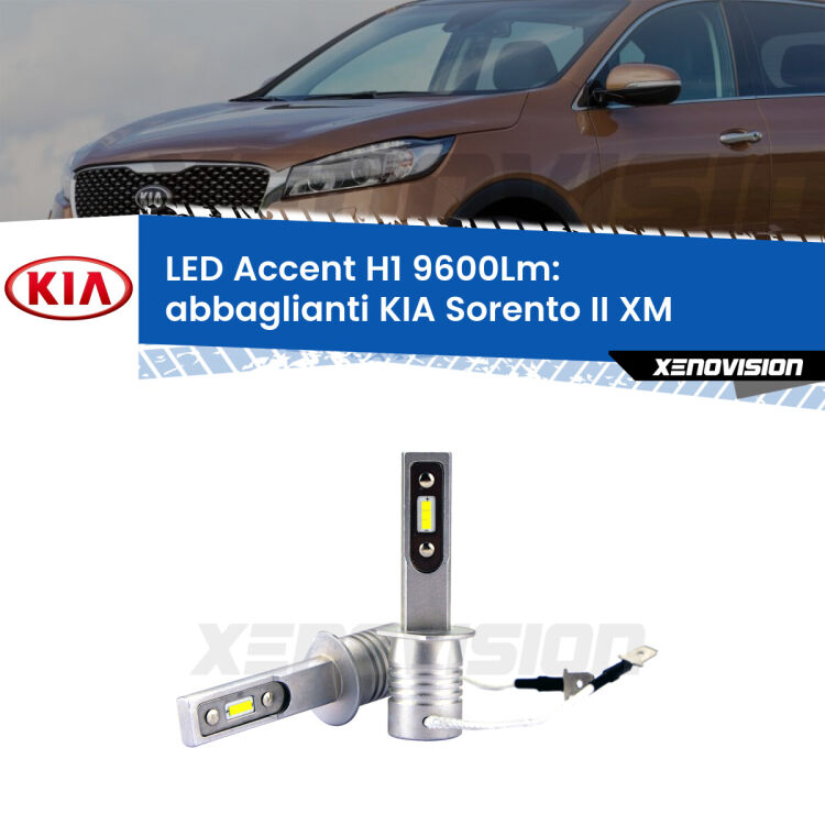<strong>Kit LED Abbaglianti per KIA Sorento II</strong> XM 2009-2012.</strong> Coppia lampade <strong>H1</strong> senza ventola e ultracompatte per installazioni in fari senza spazi.