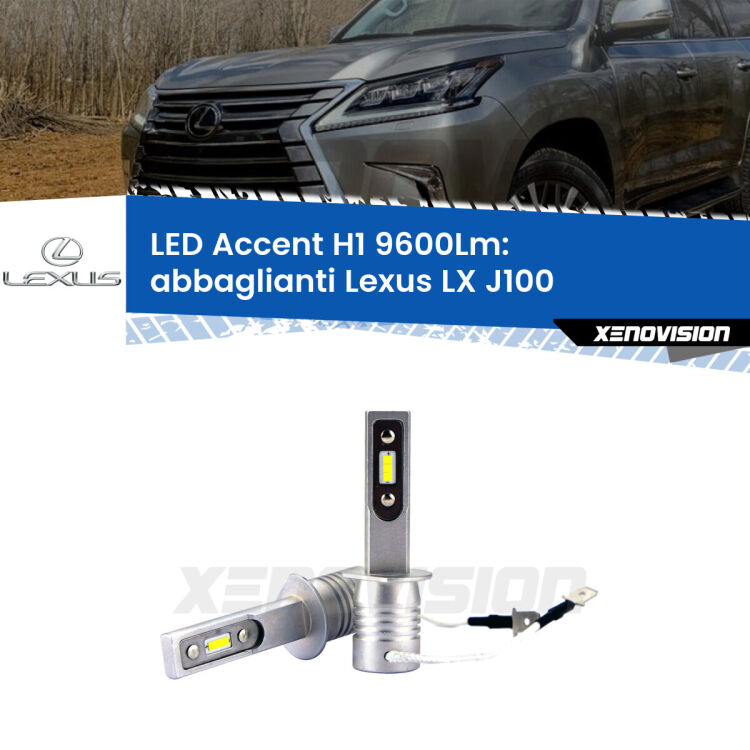 <strong>Kit LED Abbaglianti per Lexus LX</strong> J100 con fari Xenon.</strong> Coppia lampade <strong>H1</strong> senza ventola e ultracompatte per installazioni in fari senza spazi.