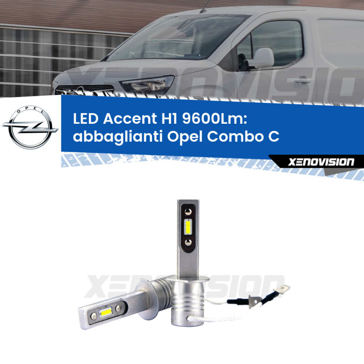 <strong>Kit LED Abbaglianti per Opel Combo C</strong>  2005-2011.</strong> Coppia lampade <strong>H1</strong> senza ventola e ultracompatte per installazioni in fari senza spazi.