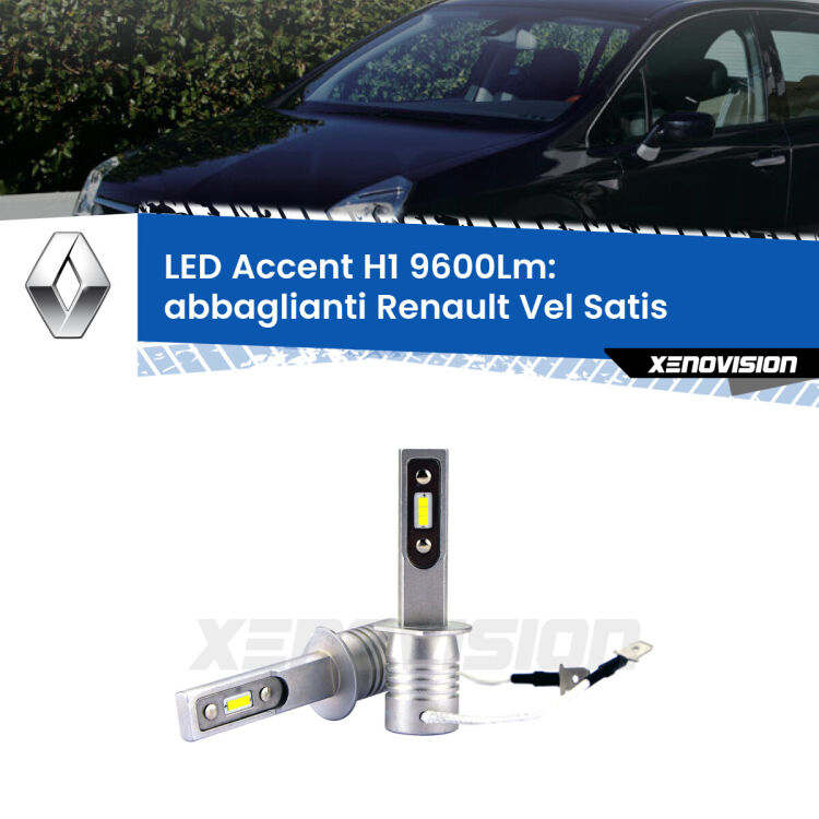 <strong>Kit LED Abbaglianti per Renault Vel Satis</strong>  2005-2010.</strong> Coppia lampade <strong>H1</strong> senza ventola e ultracompatte per installazioni in fari senza spazi.