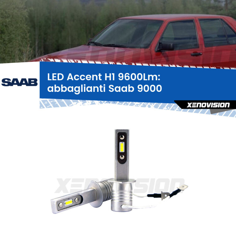 <strong>Kit LED Abbaglianti per Saab 9000</strong>  a parabola doppia.</strong> Coppia lampade <strong>H1</strong> senza ventola e ultracompatte per installazioni in fari senza spazi.