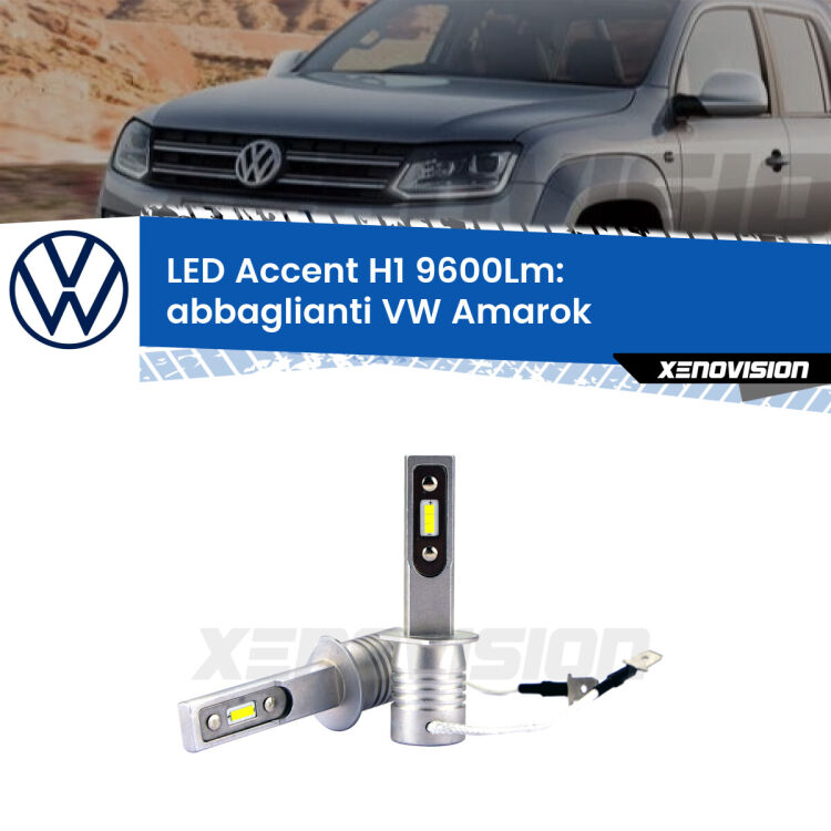 <strong>Kit LED Abbaglianti per VW Amarok</strong>  2010-2016.</strong> Coppia lampade <strong>H1</strong> senza ventola e ultracompatte per installazioni in fari senza spazi.