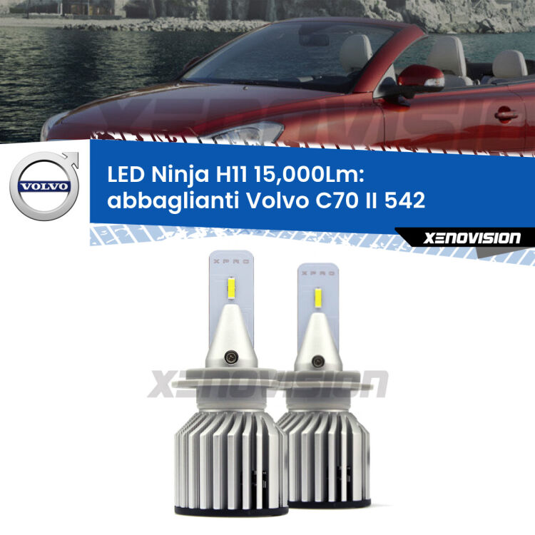 <strong>Kit abbaglianti LED specifico per Volvo C70 II</strong> 542 2010-2013. Lampade <strong>H11</strong> Canbus da 15.000Lumen di luminosità modello Ninja Xenovision.